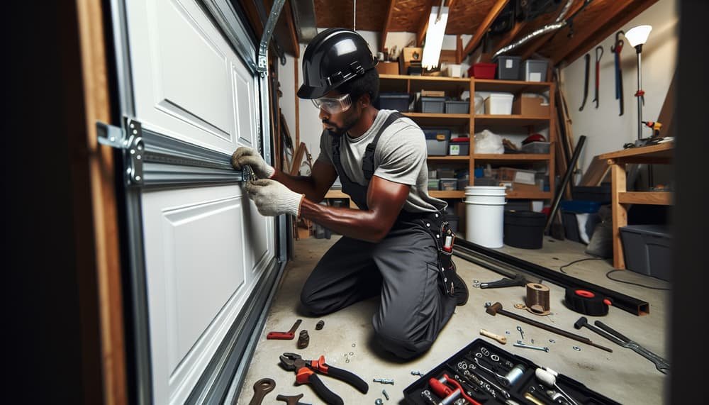 Expert garage door technician at work